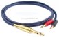 Preview: Klinkenstecker 6,3mm stereo verg. auf 2 x Bananenhohlstecker 4mm verg.