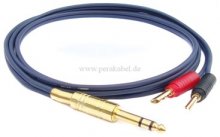 Klinkenstecker 6,3mm stereo verg. auf 2 x Bananenhohlstecker 4mm verg.