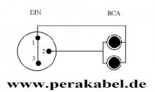 DIN-Stecker 3 polig  auf  2 x RCA-Stecker (L+R an Pin1+3)