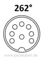 DIN-Kabel - Stecker 8 polig 262° (Schirm an Gehäuse)