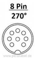 DIN-Stecker 8 polig 270° gew. auf DIN-Buchse 8 polig 270°(Pin 8 mittig-Schirm an Gehäuse)