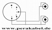 DIN-Stecker 5pol 3+5 bel. auf  2 x RCA-Buchsen (standard)