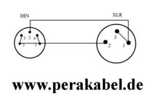 DIN-Stecker 5polig auf XLR-Buchse ( Pin 1+4 / 3+5 an 2 ;  Masse an 1+3 )