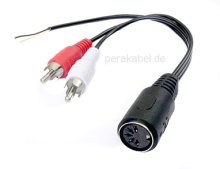 DIN-Buchse 5pol 3+5 bel. auf  2 x RCA-Stecker - mit Remote-Kabel (standard)