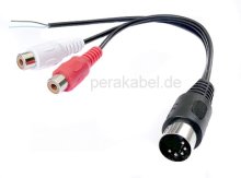 DIN-Stecker 5pol 3+5 bel. auf  2 x RCA-Buchsen - mit Remote-Kabel (standard)