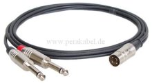 DIN-Stecker 3 polig auf 2x Klinkenstecker 6,3mm mono D ( 8x4/2x 0,22qmm)