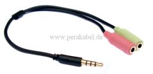 Miniklinkenstecker 3,5mm 4polig auf 2 Miniklinkenbuchsen 3,5mm stereo   0,2m