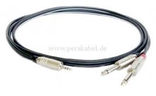 Klinkenstecker 3,5mm stereo (D) auf 2x Klinkenstecker 6,3mm mono D ( 8x4/2x 0,22qmm)