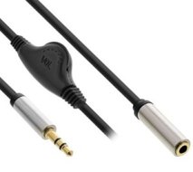 InLine® Slim Audio Kabel Klinke 3,5mm ST / BU, mit Lautstärkeregler, 0,25m