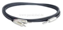 Y-Kabel (symmetrisch) Klinkenstecker 6,3mm stereo auf 2 x Klinkenstecker 3,5mm stereo (D)