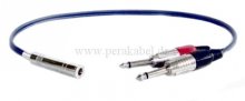 Stereoklinkenbuchse 6,3mm metall auf 2 x Klinkenstecker 6,3mm metall ( Patchkabel 8x4 )