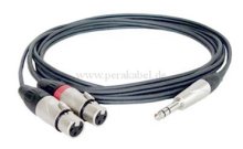 Stereoklinkenstecker 6,3mm auf 2 x XLR-Buchse (X-type) - Kabel 8x4 / 2x 0,22qmm