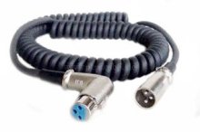 Mikrofonkabel  - Spiralkabel  ( XLR-Bu. gewinkelt )  4m