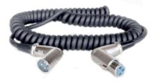 Mikrofonkabel  - Spiralkabel  ( XLR gewinkelt )  4m