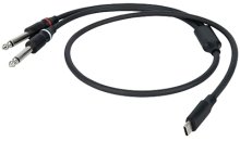 USB-C Stecker auf  2x Klinkenstecker 6,3mm mono