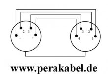 XLR-Stecker 4polig  auf XLR-Buchse 4polig  ( Schirm an Gehäuse )