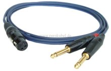 XLR-Buchse auf 2 x Klinkenstecker 6,3mm metall mono vergoldeter Tip DAP AV-48