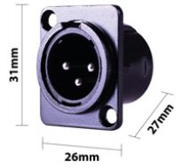Preview: XLR Flanschstecker 3 polig Einbau Typ-D