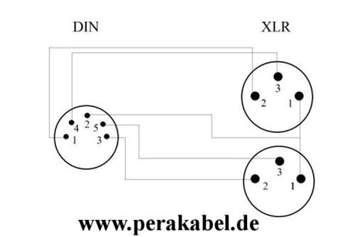 DIN-Stecker 5polig auf 2x XLR-Buchse