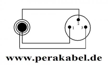 Stereokabel-DIN-Stecker 3pol ( Pin 1+3 bel. ) auf Klinkenstecker 6,3mm stereo