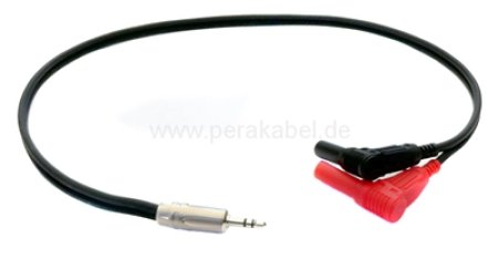Messleitung-Miniklinkenstecker 3,5mm stereo auf 2 x Bananenstecker 4mm Isoliert Gewinkelt