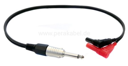 Messleitung-Klinkenstecker 6,3mm mono auf 2 x Bananenstecker 4mm Isoliert Gewinkelt