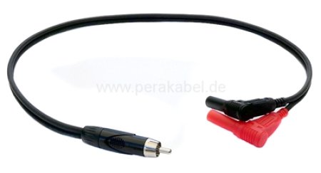 Messleitung-RCA-Stecker auf 2 x Bananenstecker 4mm Isoliert Gewinkelt