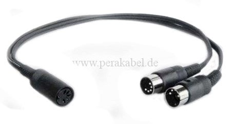 DIN-Buchse auf 2 DIN-Stecker plastik ( 4 ; 5 und 2 belegt )