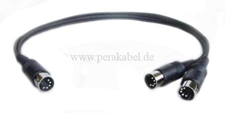 DIN-STECKER auf 2 DIN-STECKER plastik ( 4 ; 5 und 2 belegt )