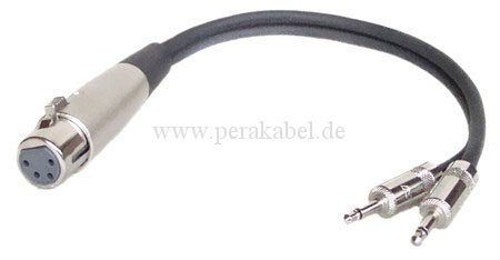 XLR-Buchse 4 polig auf 2x Miniklinkenstecker 3,5mm  0,2m