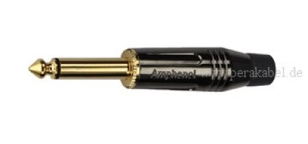 Klinkenstecker 6,3mm mono verg.Kontakte auf RCA-Stecker verg.Kontakt DAP LC-126