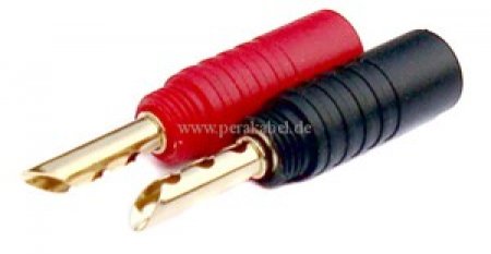 Miniklinkenstecker 3,5mm mono (S) auf 2 x Bananenhohlstecker 4mm vergoldet