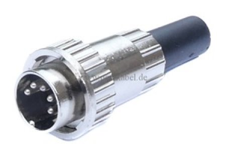 DIN-Kabel Stecker / Buchse 5polig 180° Renkverschluß ( Innenleiter 5x 0,14qmm )