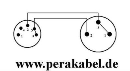 DIN-Stecker 5polig auf XLR-Buchse ( Pin 3+5 an 2 ;  Masse an 1+3 )