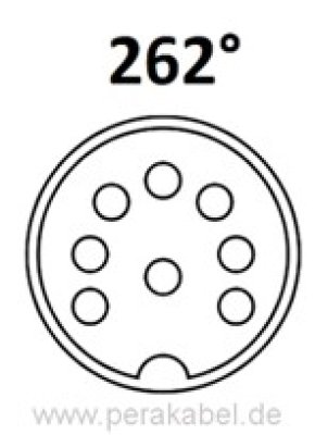 DIN-Kabel - Stecker 8 polig 262° (Schirm an Gehäuse)