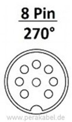 DIN-Stecker 8 polig 270° auf DIN-Buchse 8 polig 270°(Pin 8 mittig-Schirm an Pin 2)