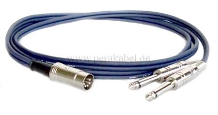 DIN-Stecker ( DIN  3 + 5 belegt ) auf 2 Klinkenstecker 6,3mm mono DAP AV-48