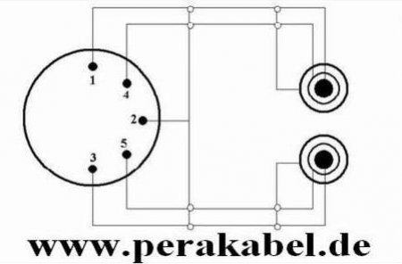 DIN-Stecker 5polig auf 2 Klinkenstecker 6,3mm stereo D ( 2x2x0,22)