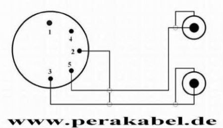 DIN-Stecker 5pol 3+5 bel. auf  2 x RCA-Buchsen (standard)