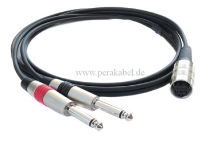 DIN-Buchse 7polig Schraubverschluss auf 2x Klinkenstecker 6,3mm mono DIN-Buchse 7polig Schraubverschluss auf 2x Klinkenstecker 6,3mm mono