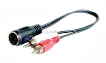DIN-Buchse 5pol 3+5 bel. auf  2 x RCA-Stecker (standard)