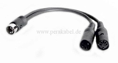 DIN-STECKER auf 2 DIN-BUCHSEN plastik ( 4 ; 5 und 2 belegt )