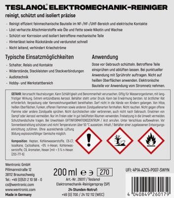 Teslanol - Elektro-Mechanik-Reinigerspray