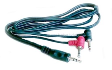 Insertkabel Miniklinkenstecker 3,5mm 3pol auf 2x Miniklinkenstecker 3,5mm 2pol gewinkelt 1m