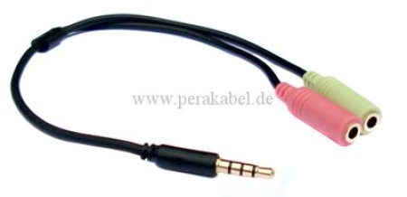 Miniklinkenstecker 3,5mm 4polig auf 2 Miniklinkenbuchsen 3,5mm stereo   0,2m