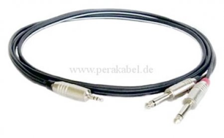 Klinkenstecker 3,5mm stereo (D) auf 2x Klinkenstecker 6,3mm mono D ( 8x4/2x 0,22qmm)