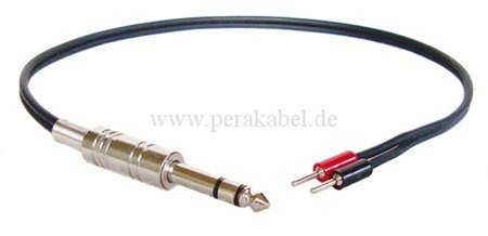 Klinkenstecker 6,3mm stereo auf 2 x Miniatur-Bananenstecker 2mm