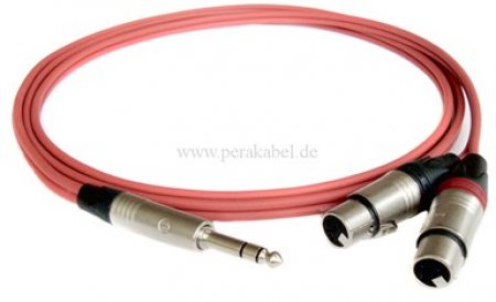 Klinkenstecker 6,3mm stereo auf 2x XLR-Buchsen (Neutrik) - Insertkabel ( C121 )