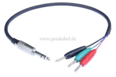 Klinkenstecker 6,3mm stereo auf 3x Bananenstecker