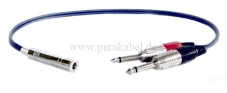 Stereoklinkenbuchse 6,3mm metall auf 2 x Klinkenstecker 6,3mm metall ( Patchkabel 8x4 )